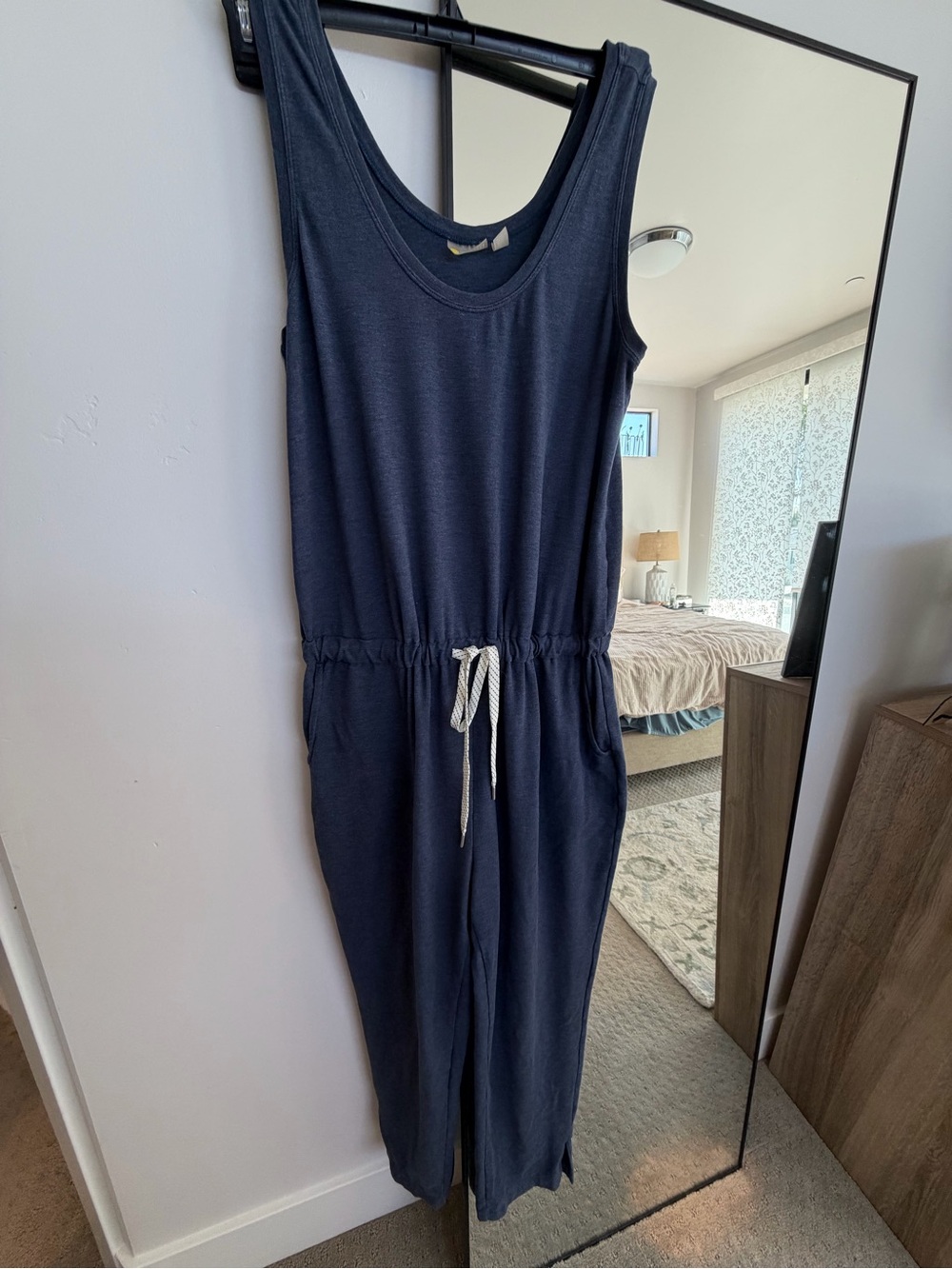 Zella Navy Sleeveless Drawstring Jumpsuit